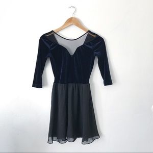 Velvet blue skater dress